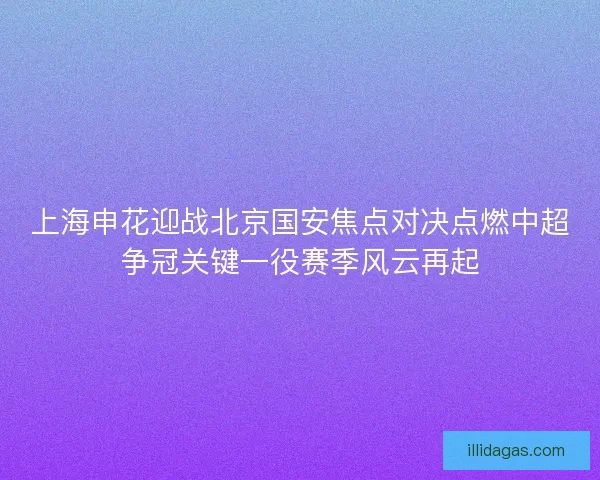 上海申花迎战北京国安焦点对决点燃中超争冠关键一役赛季风云再起