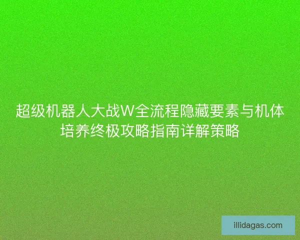 超级机器人大战W全流程隐藏要素与机体培养终极攻略指南详解策略