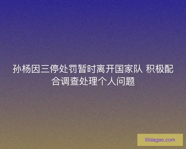 孙杨因三停处罚暂时离开国家队 积极配合调查处理个人问题