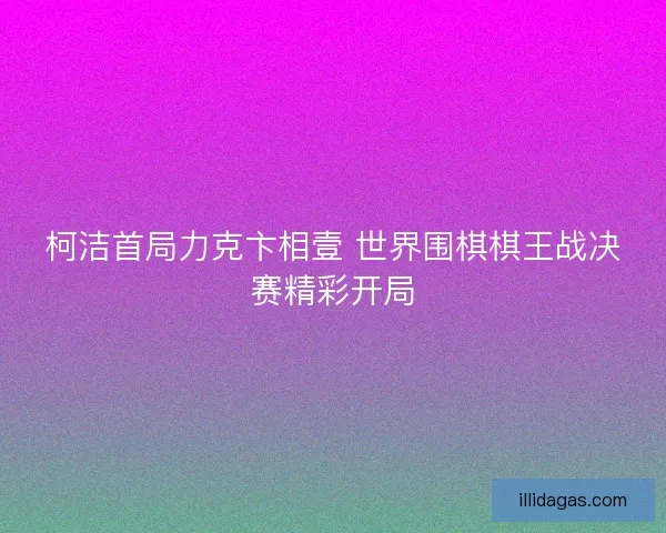 柯洁首局力克卞相壹 世界围棋棋王战决赛精彩开局