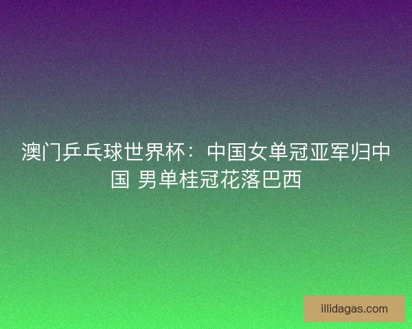 澳门乒乓球世界杯：中国女单冠亚军归中国 男单桂冠花落巴西