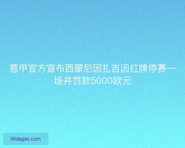 意甲官方宣布西蒙尼因扎吉因红牌停赛一场并罚款5000欧元