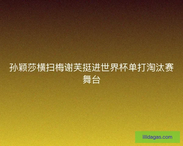 孙颖莎横扫梅谢芙挺进世界杯单打淘汰赛舞台